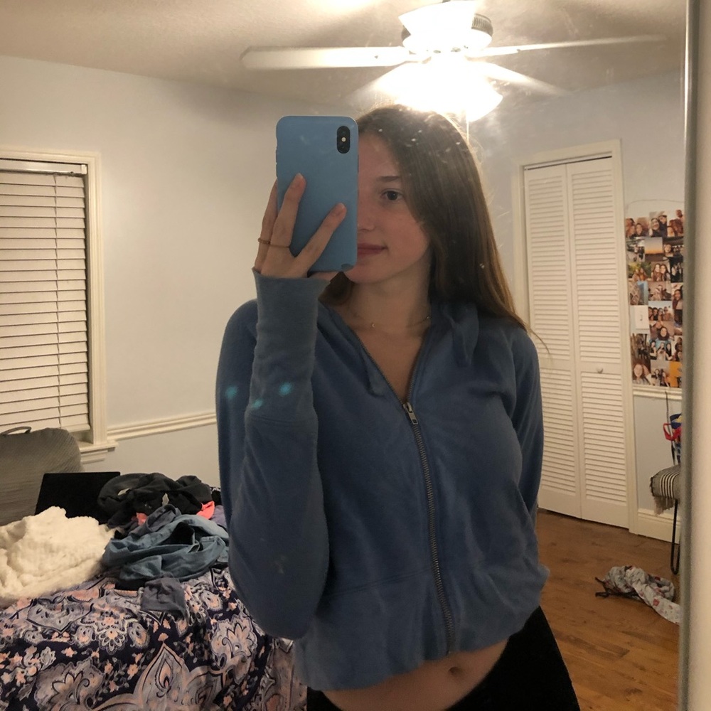 Cropped zip up jacket from pink